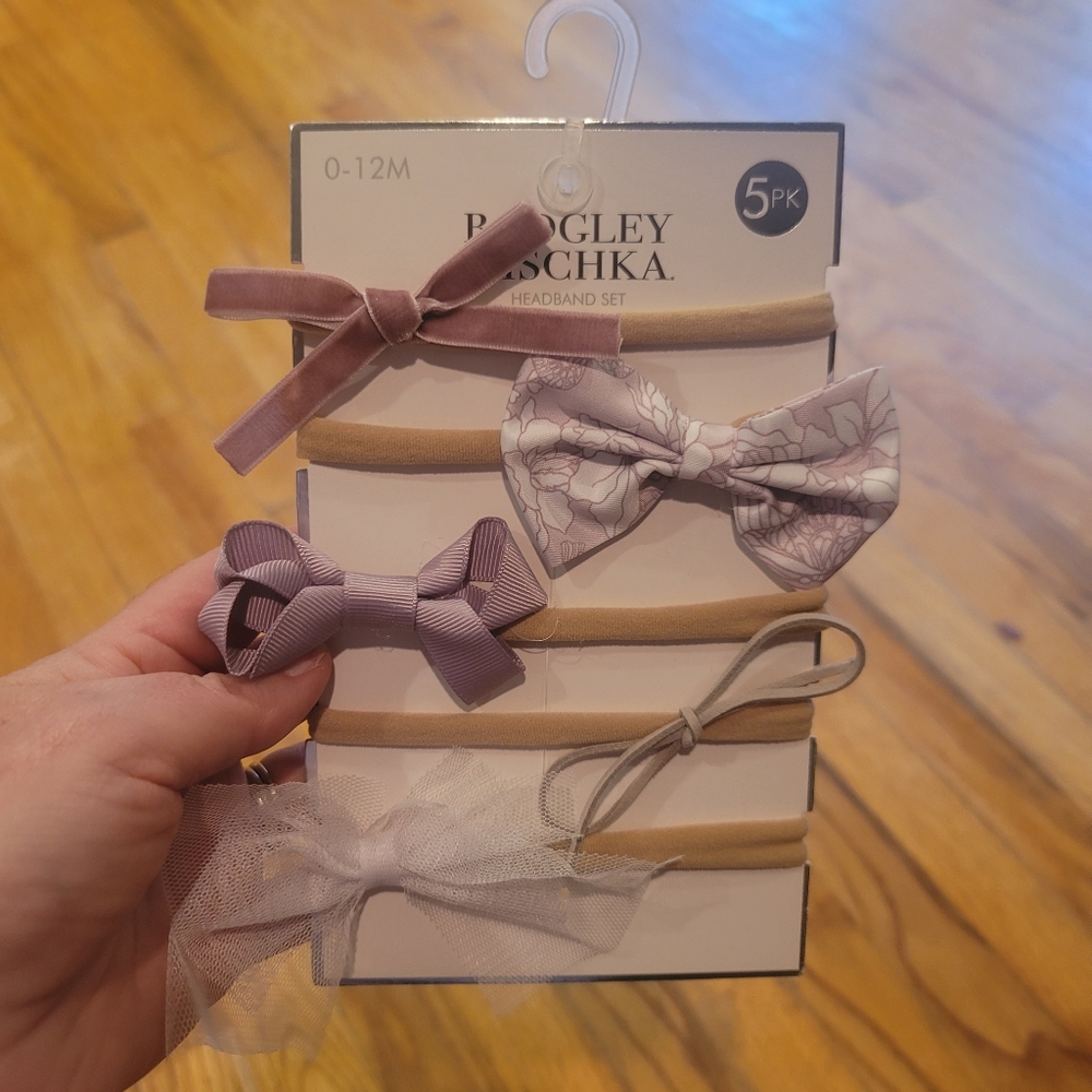 FIRM NWT Badgley Mischka Baby Headbands 5 pack size 0-12 Months